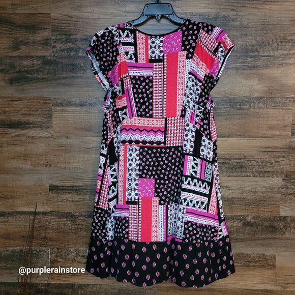 Ellen Tracy Shift Dress 1X Flutter Sleeve Soft Stretch Boho Country Girl NWT - Picture 2 of 9